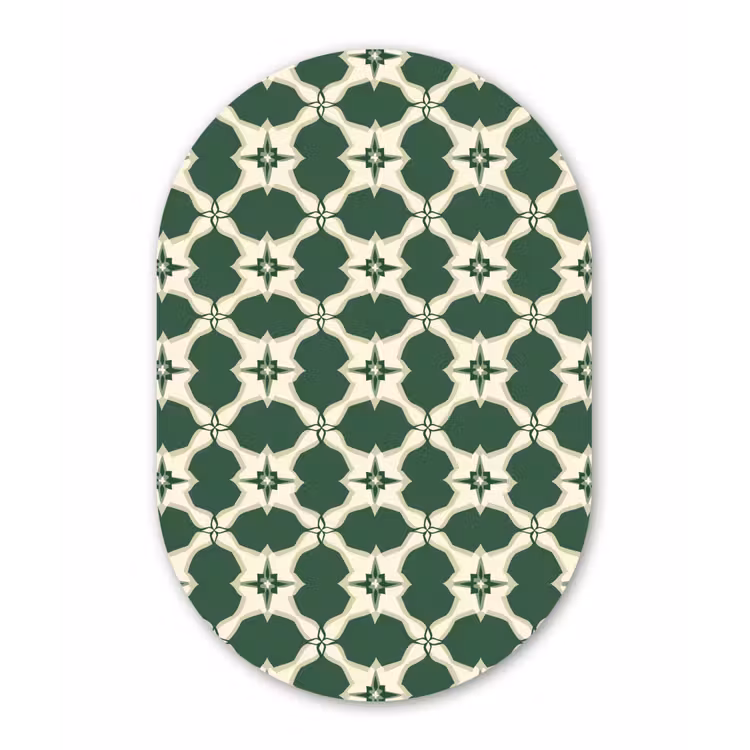 Tegel - Klassiek - Groen Wandcirkel Ovaal Forex klein 630 -3d