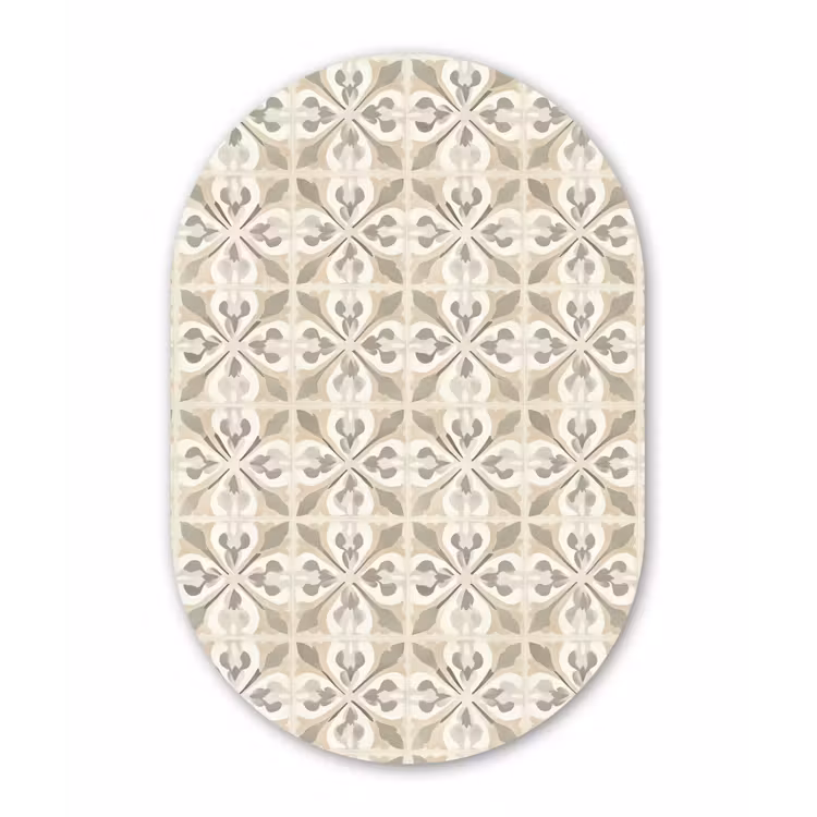 Tegel - Motief - Beige Wandcirkel Ovaal Forex klein 630 -3d