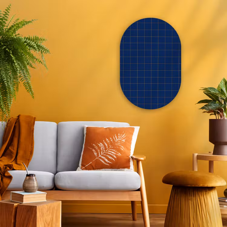 Tegel - Patroon - Blauw Wandcirkel Ovaal Forex klein 630 -sfeer4