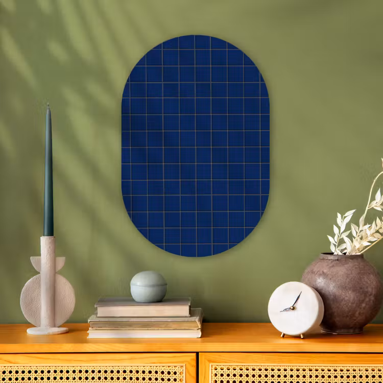 Tegel - Patroon - Blauw Wandcirkel Ovaal Forex klein 630 -sfeer2