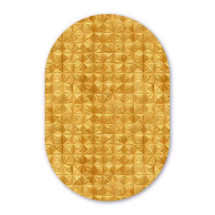 Tegels - Geometrisch - Reliëf - Goud Wandcirkel Ovaal Forex klein 630 -3d