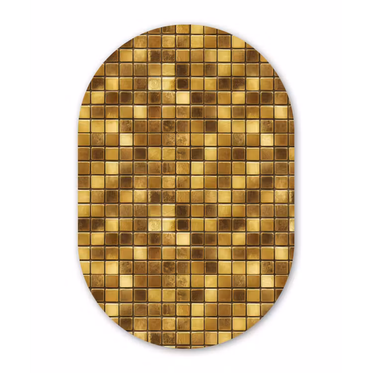 Tegels - Mozaïek - Luxe - Warm Goud Wandcirkel Ovaal Forex klein 630 -3d