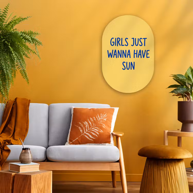 Tekst - Zon - Zomer - Modern - Geel Wandcirkel Ovaal Forex klein -sfeer4