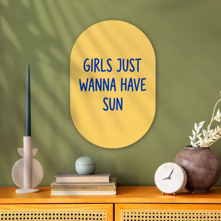 Tekst - Zon - Zomer - Modern - Geel Wandcirkel Ovaal Forex klein -sfeer2