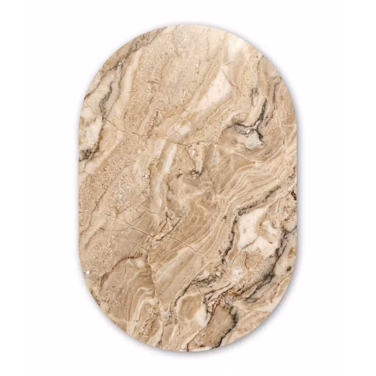 Textuur - Aders - Abstract - Modern - Beige Wandcirkel Ovaal Forex klein -3d