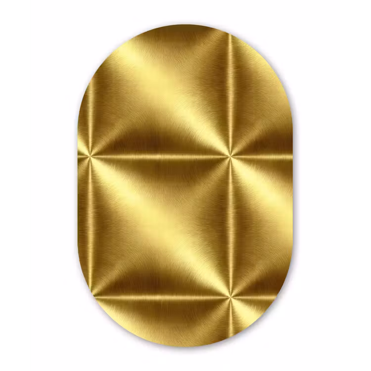 Textuur - Geborsteld Goud - Industrieel - Metallic Wandcirkel Ovaal Forex klein 630 -3d