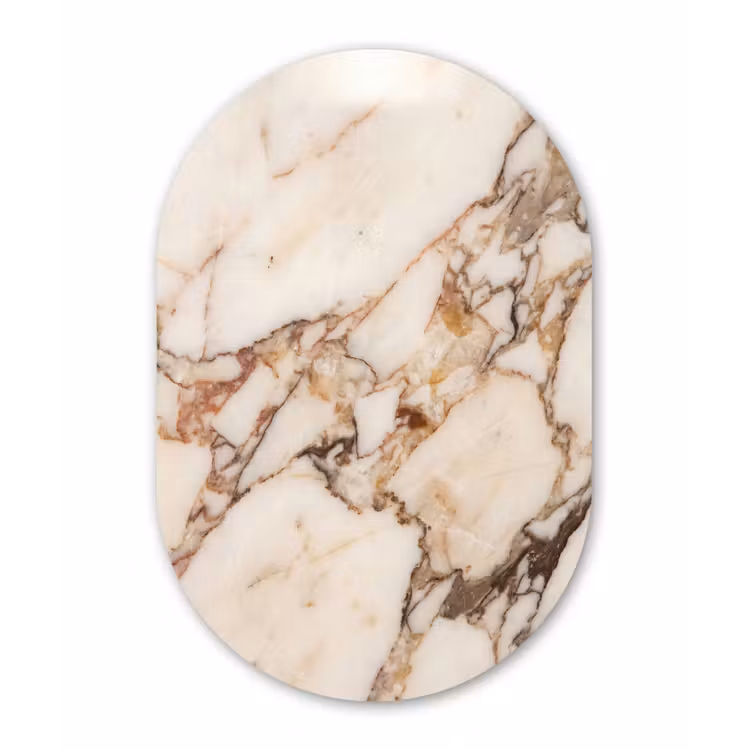 Textuur - Gesteente - Aderen - Abstract - Wit Wandcirkel Ovaal Forex klein -3d