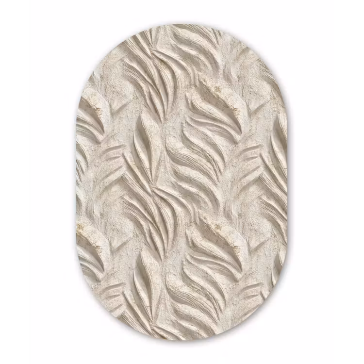 Textuur - Reliëf - Beige Wandcirkel Ovaal Forex klein 630 -3d