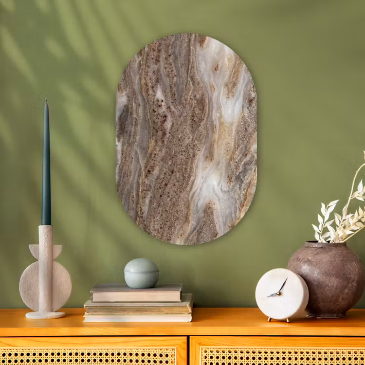 Textuur - Steen - Abstract - Beige Wandcirkel Ovaal Forex klein -sfeer2