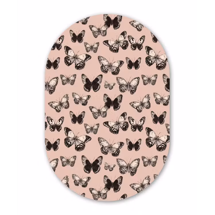 Tijdloos - Vlinders - Perzik Wandcirkel Ovaal Forex klein 630 -3d