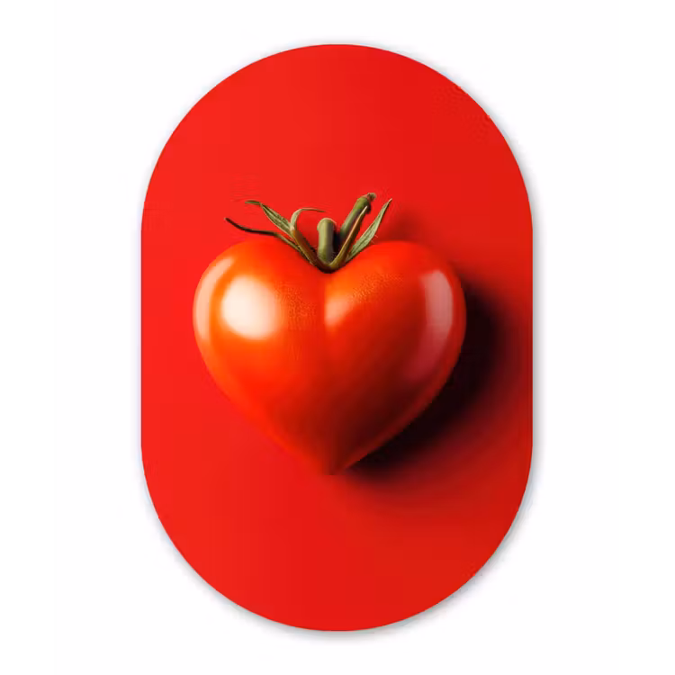 Tomaat - Rood - Hart Wandcirkel Ovaal Forex klein -3d