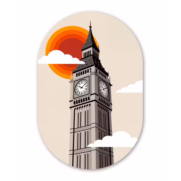 Toren - Klok - Londen - Architectuur - Retro Wandcirkel Ovaal Forex klein -3d