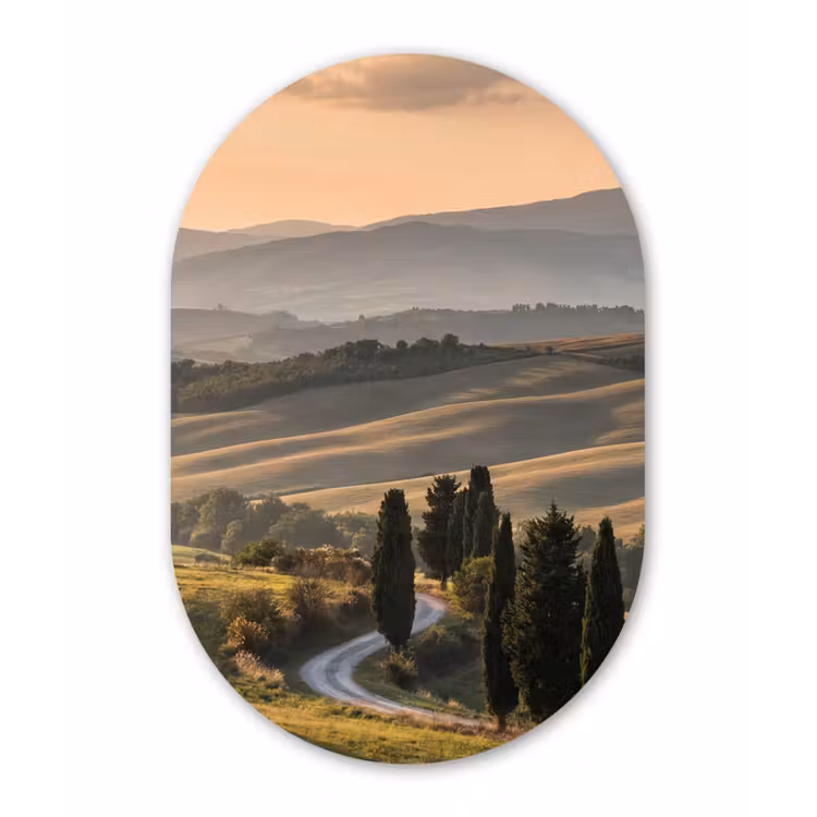 Toscaans - Landschap - Heuvels Wandcirkel Ovaal Forex klein -3d