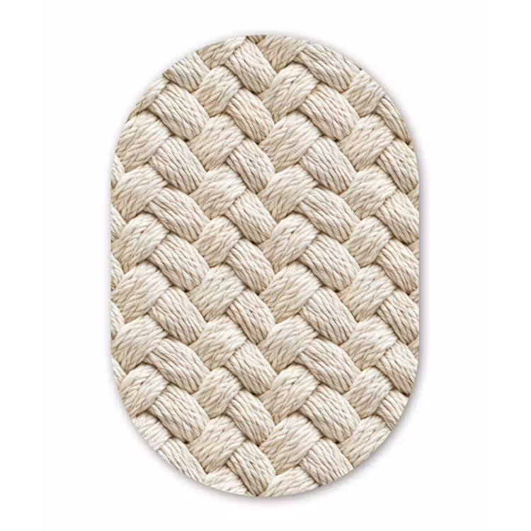 Touw - Gebreid - Beige Wandcirkel Ovaal Forex klein 630 -3d