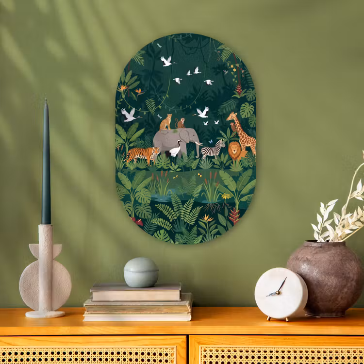 Tropisch - Jungle -  Groen Wandcirkel Ovaal Forex klein -sfeer2