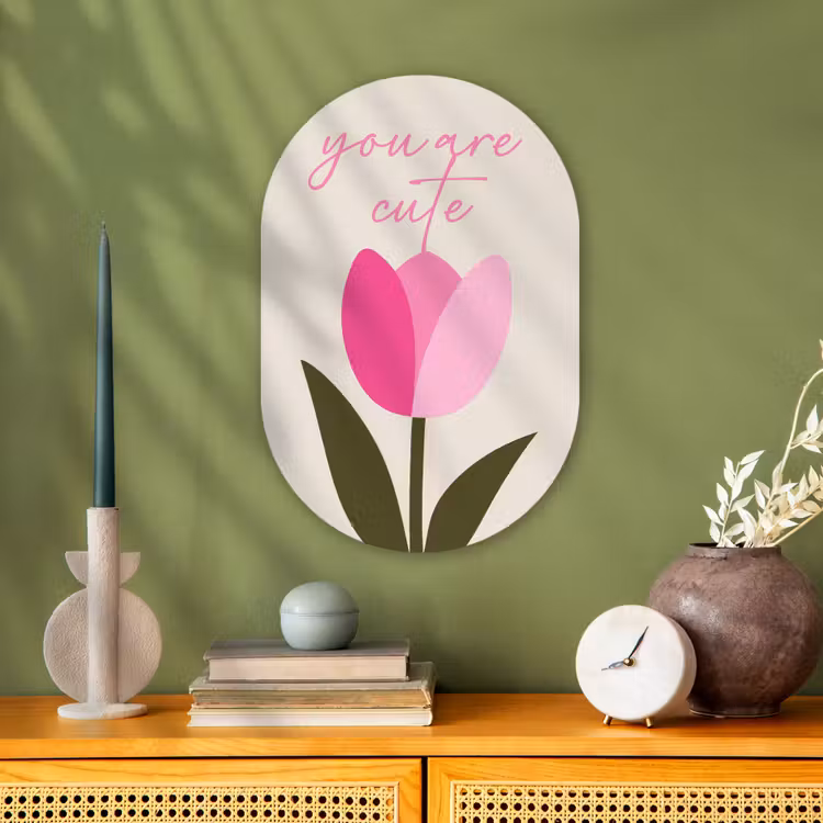 Tulp - Roze - Valentijn - Bloem Wandcirkel Ovaal Forex klein -sfeer2