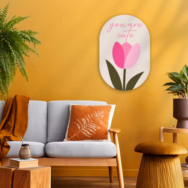 Tulp - Roze - Valentijn - Bloem Wandcirkel Ovaal Forex klein -sfeer4