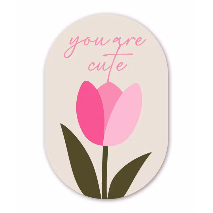 Tulp - Roze - Valentijn - Bloem Wandcirkel Ovaal Forex klein -3d