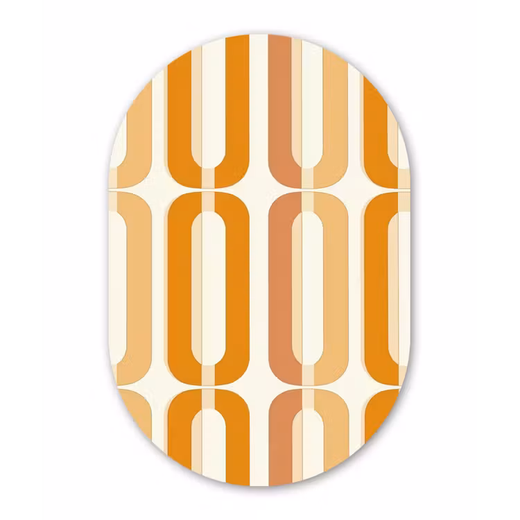 U-vorm - Retro - Oranje Wandcirkel Ovaal Forex klein 630 -3d