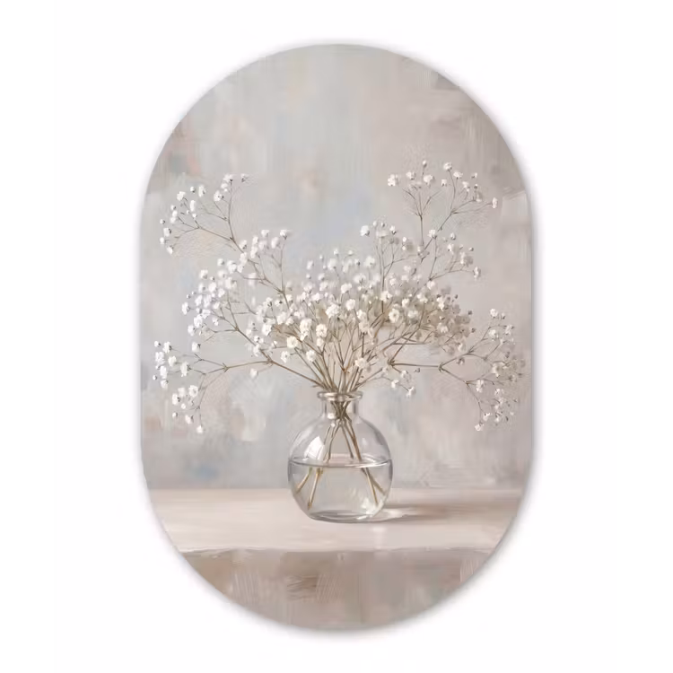 Vaas - Gipskruid - Wit Wandcirkel Ovaal Forex klein -3d