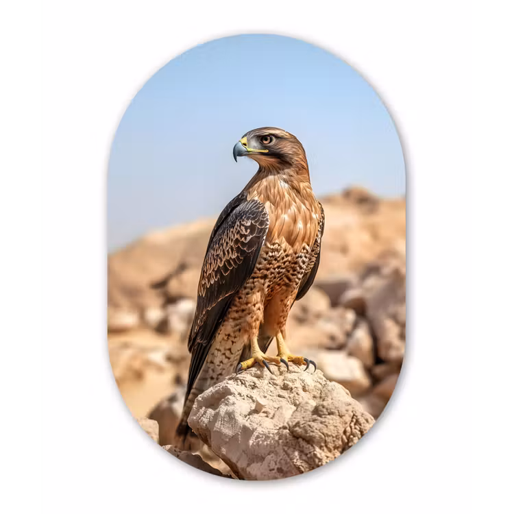 Valk - Vogel - Rots - Macht Wandcirkel Ovaal Forex klein -3d