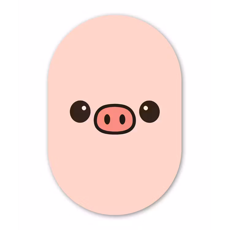 Varken - Roze - Minimalistisch Wandcirkel Ovaal Forex klein -3d