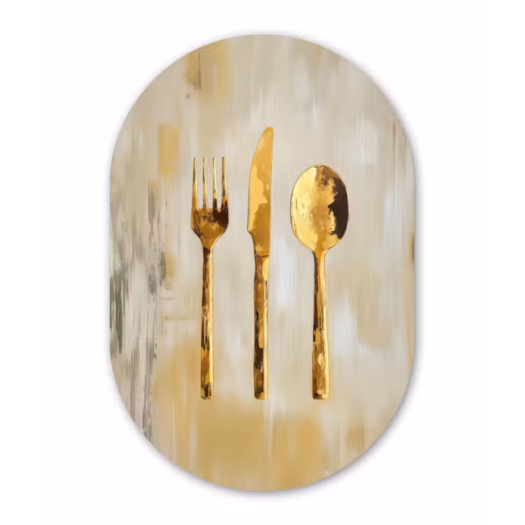 Verf - Goud - Bestek Wandcirkel Ovaal Forex klein -3d