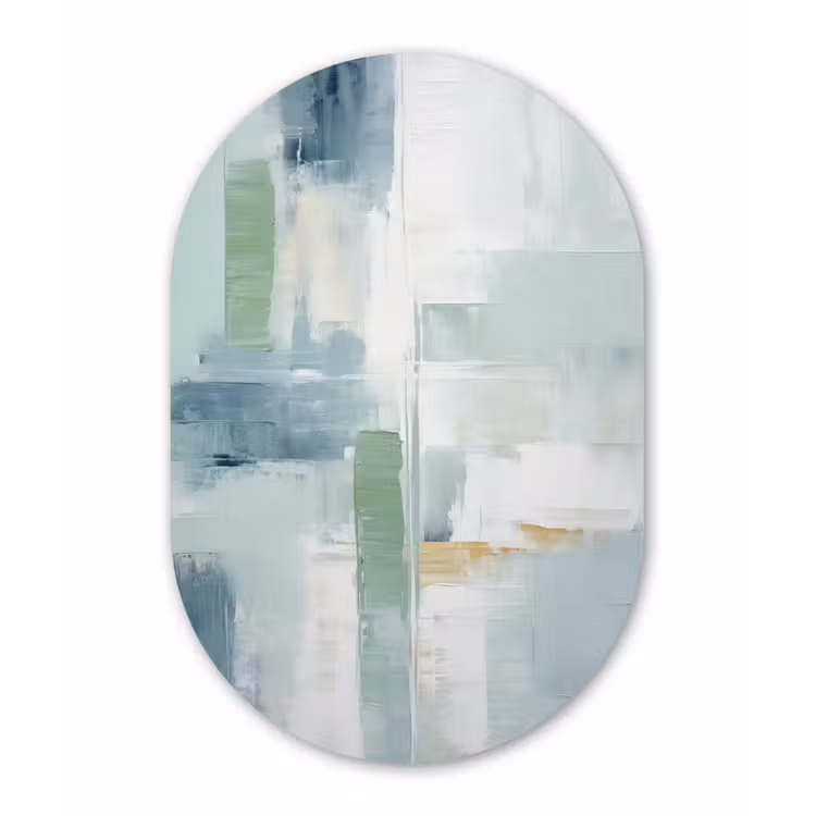 Verf - Moderne kunst - Abstract - Grijs Wandcirkel Ovaal Forex klein -3d