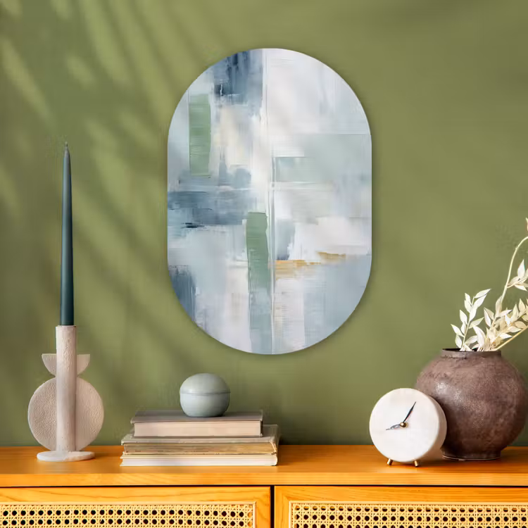 Verf - Moderne kunst - Abstract - Grijs Wandcirkel Ovaal Forex klein -sfeer2
