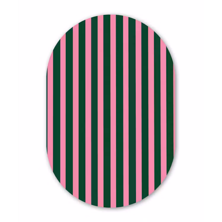 Verticale strepen - Groen - Roze Wandcirkel Ovaal Forex klein 630 -3d