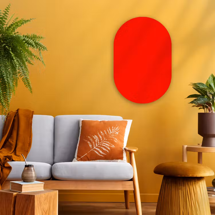 Vibrant - Vermilion - Rood Wandcirkel Ovaal Forex klein 630 -sfeer4