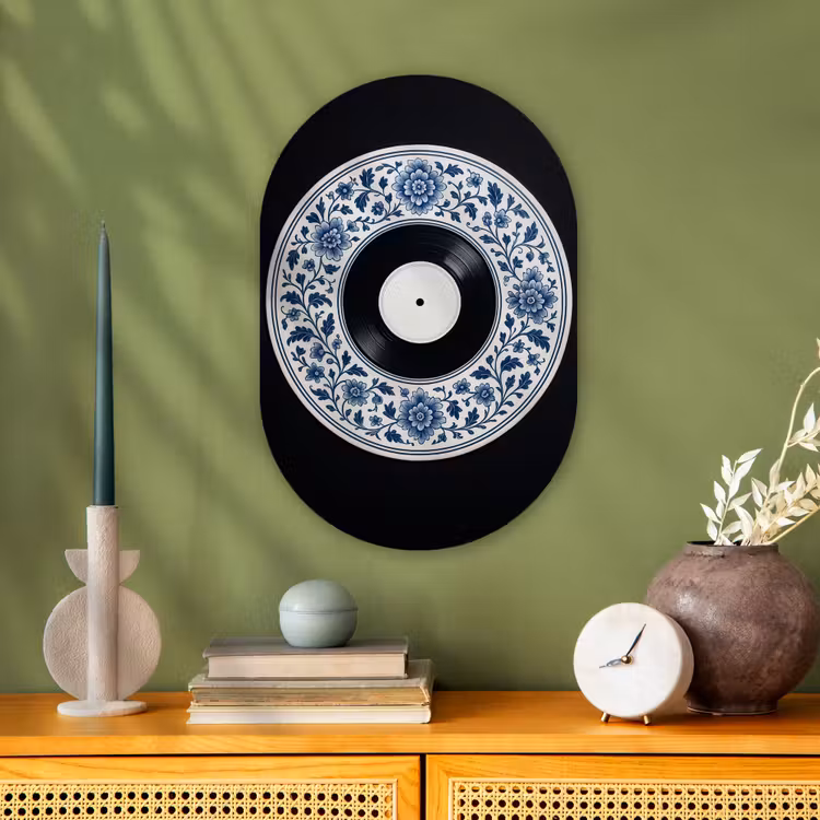 Vinyl - LP - Delfts Blauw - Muziek Wandcirkel Ovaal Forex klein -sfeer2