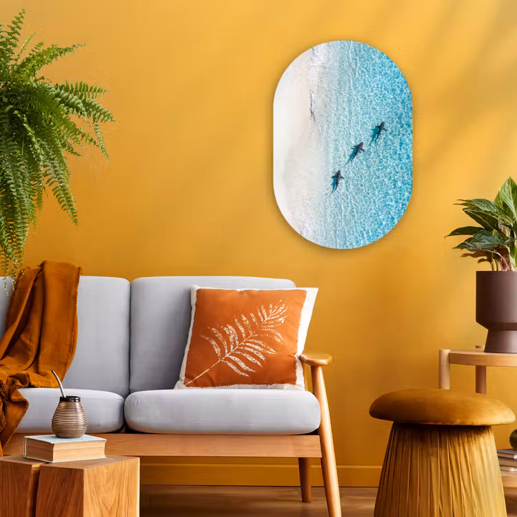 Vis - Oceaan - Strand - Turquoise - Natuur Wandcirkel Ovaal Forex klein -sfeer4
