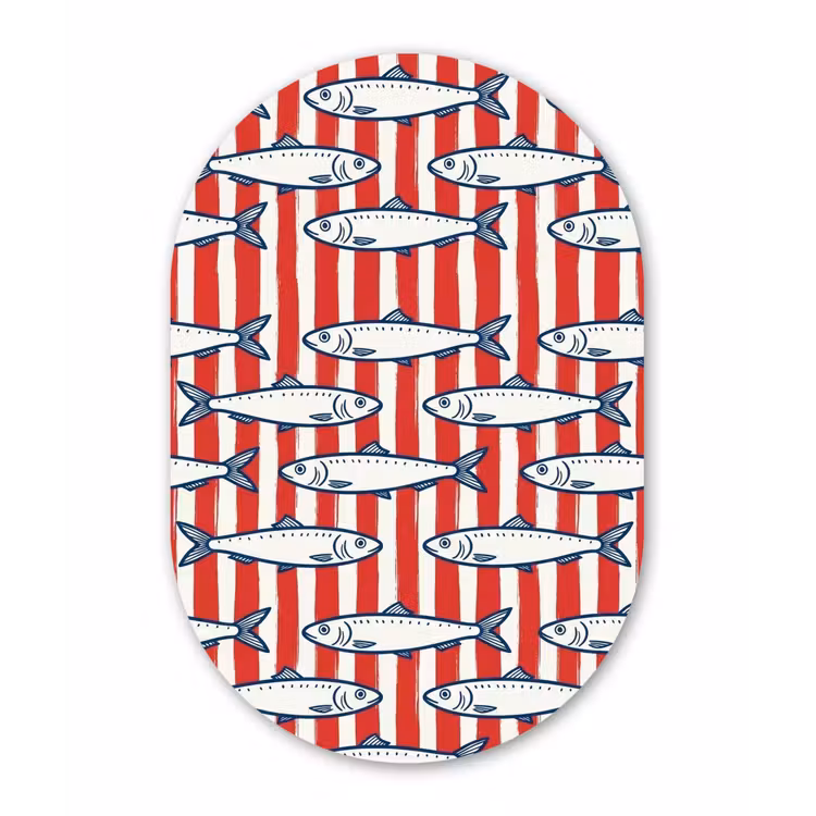 Vis - Patroon - Strepen - Illustratie - Rood Wandcirkel Ovaal Forex klein -3d