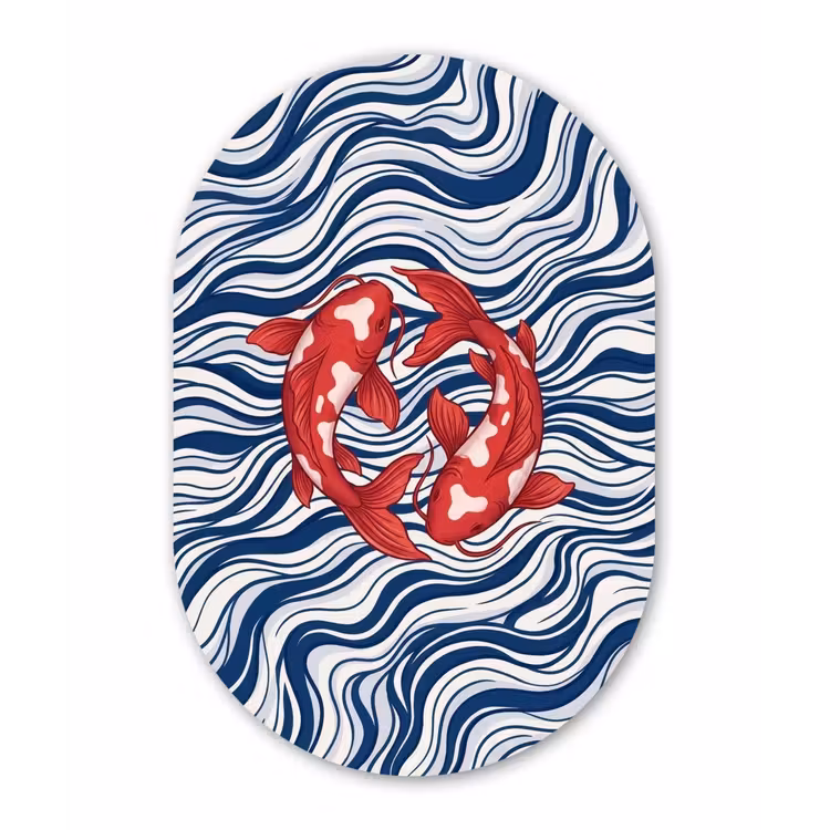 Vis - Water - Natuur - Illustratie - Rood Wandcirkel Ovaal Forex klein -3d