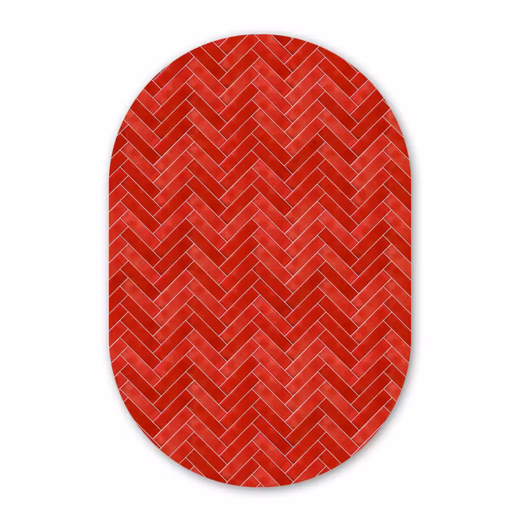 Visgraat - Tegel - Rood Wandcirkel Ovaal Forex klein 630 -3d