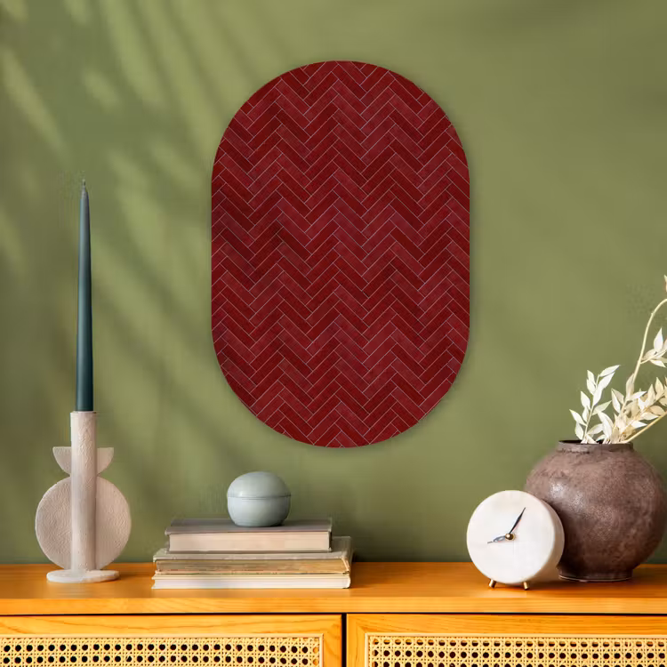 Visgraat - Wandtegel - Bordeaux - Rood Wandcirkel Ovaal Forex klein 630 -sfeer2