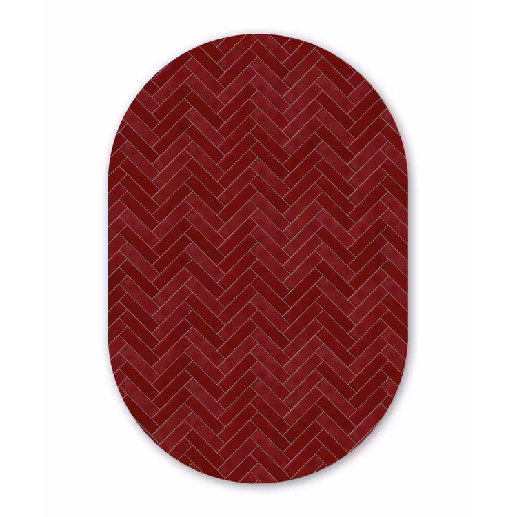 Visgraat - Wandtegel - Bordeaux - Rood Wandcirkel Ovaal Forex klein 630 -3d