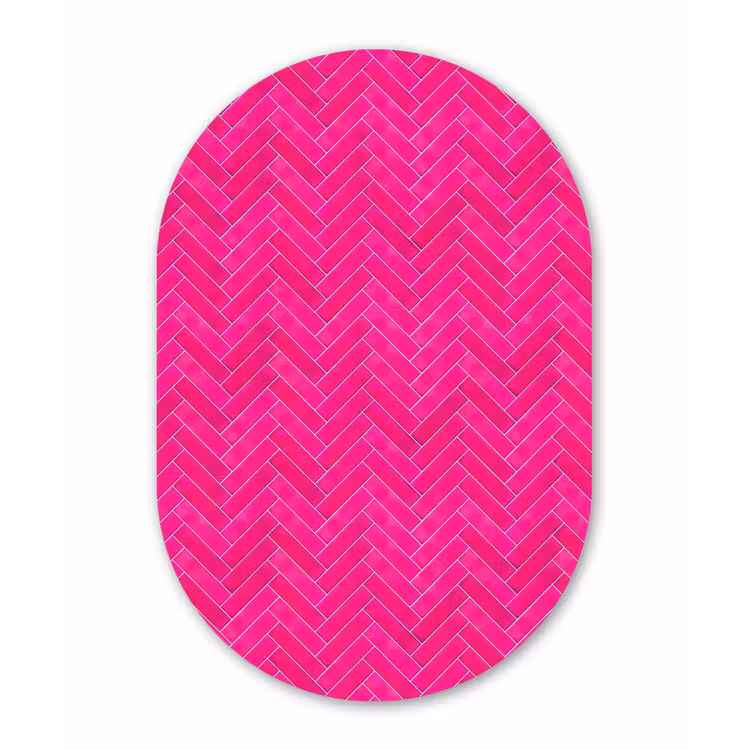 Visgraat - Wandtegel - Fuchsia - Roze Wandcirkel Ovaal Forex klein 630 -3d