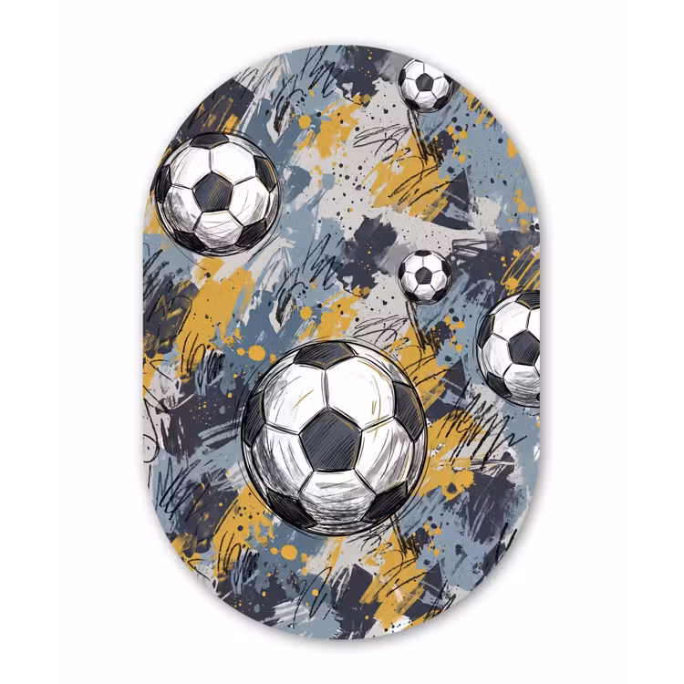 Voetbal - Abstract - Sport - Kleurrijk Wandcirkel Ovaal Forex klein -3d