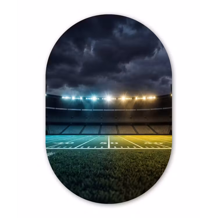 Voetbal - Stadion - Nacht - Modern Wandcirkel Ovaal Forex klein -3d