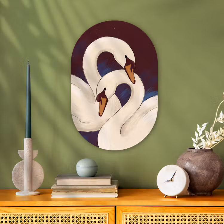 Vogel - Koppel - Liefde - Abstract - Wit Wandcirkel Ovaal Forex klein -sfeer2
