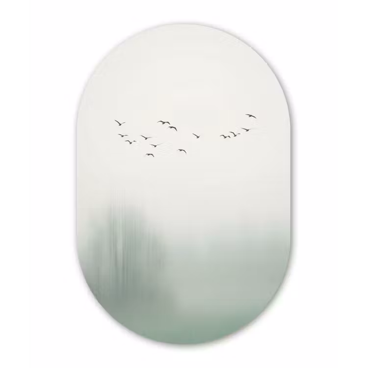 Vogel - Vlucht - Natuur - Minimalistisch Wandcirkel Ovaal Forex klein -3d