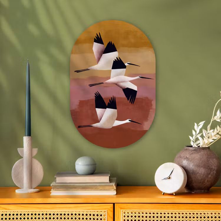 Vogels - Snavel - Abstract Wandcirkel Ovaal Forex klein -sfeer2