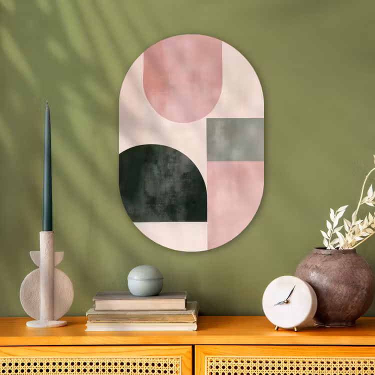 Vormen - Abstract - Cirkel - Zwart Wandcirkel Ovaal Forex klein -sfeer2