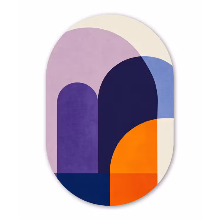 Vormen - Abstract - Grafisch - Oranje Wandcirkel Ovaal Forex klein -3d