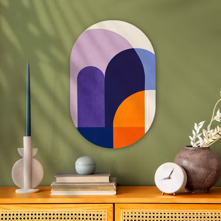 Vormen - Abstract - Grafisch - Oranje Wandcirkel Ovaal Forex klein -sfeer2