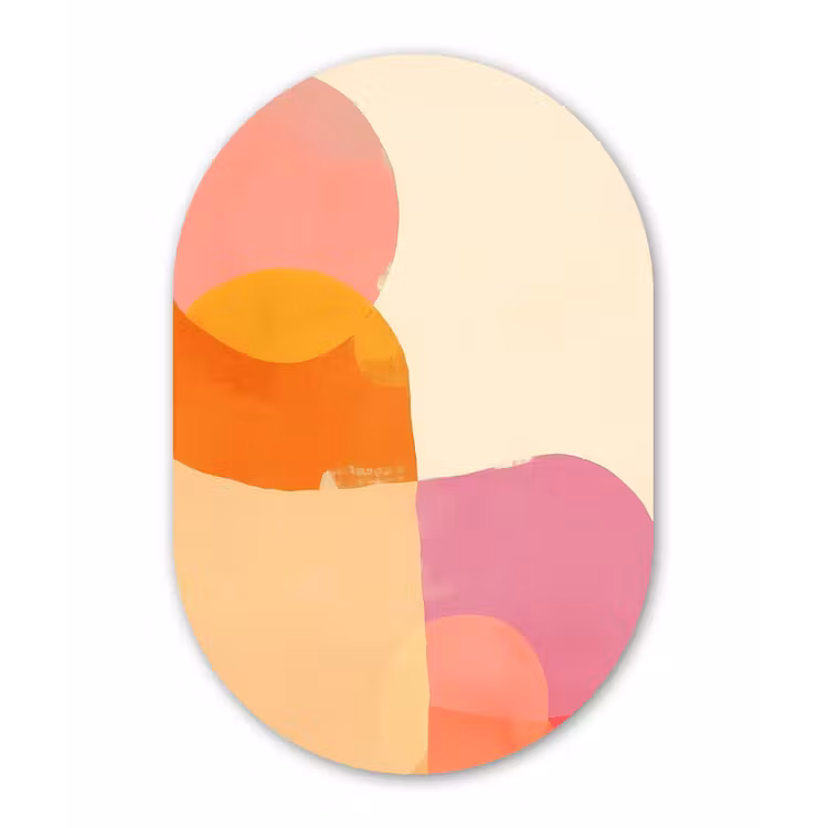 Vormen - Abstract - Kleurrijk Wandcirkel Ovaal Forex klein -3d