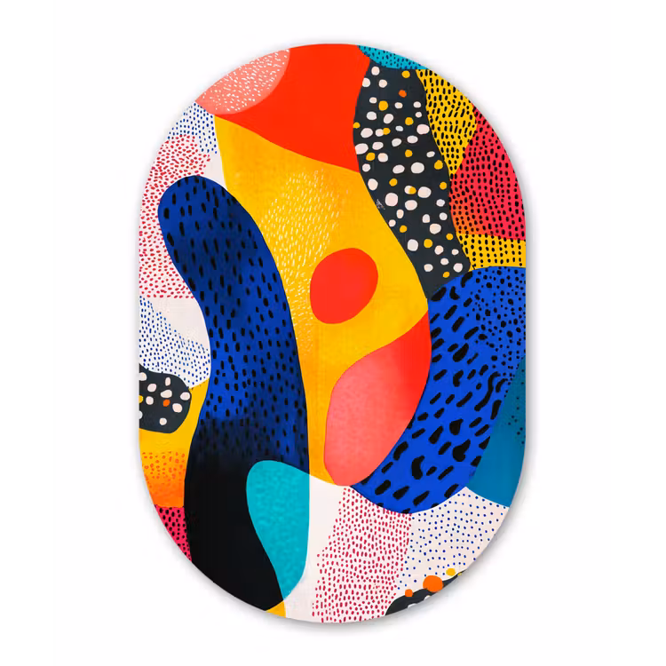 Vormen - Abstract - Stippels - Blauw Wandcirkel Ovaal Forex klein -3d