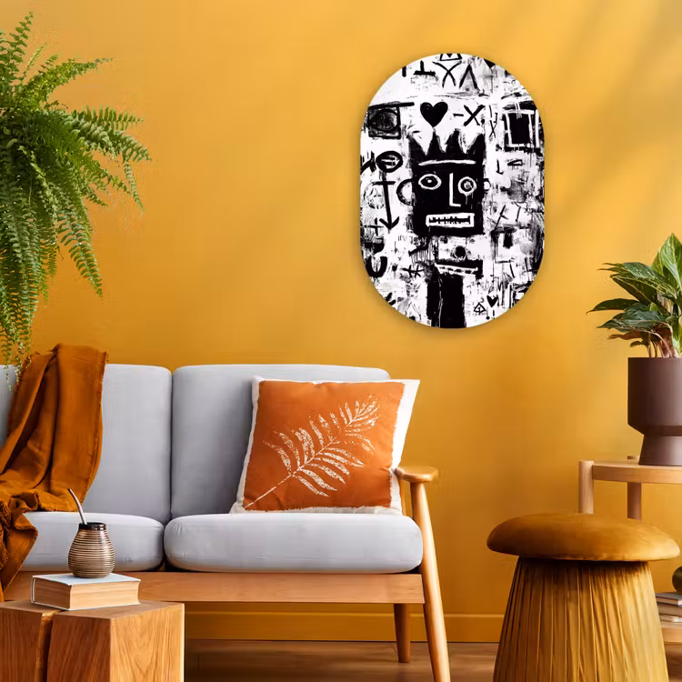 Vormen - Gezocht - Zwart - Abstract Wandcirkel Ovaal Forex klein -sfeer4